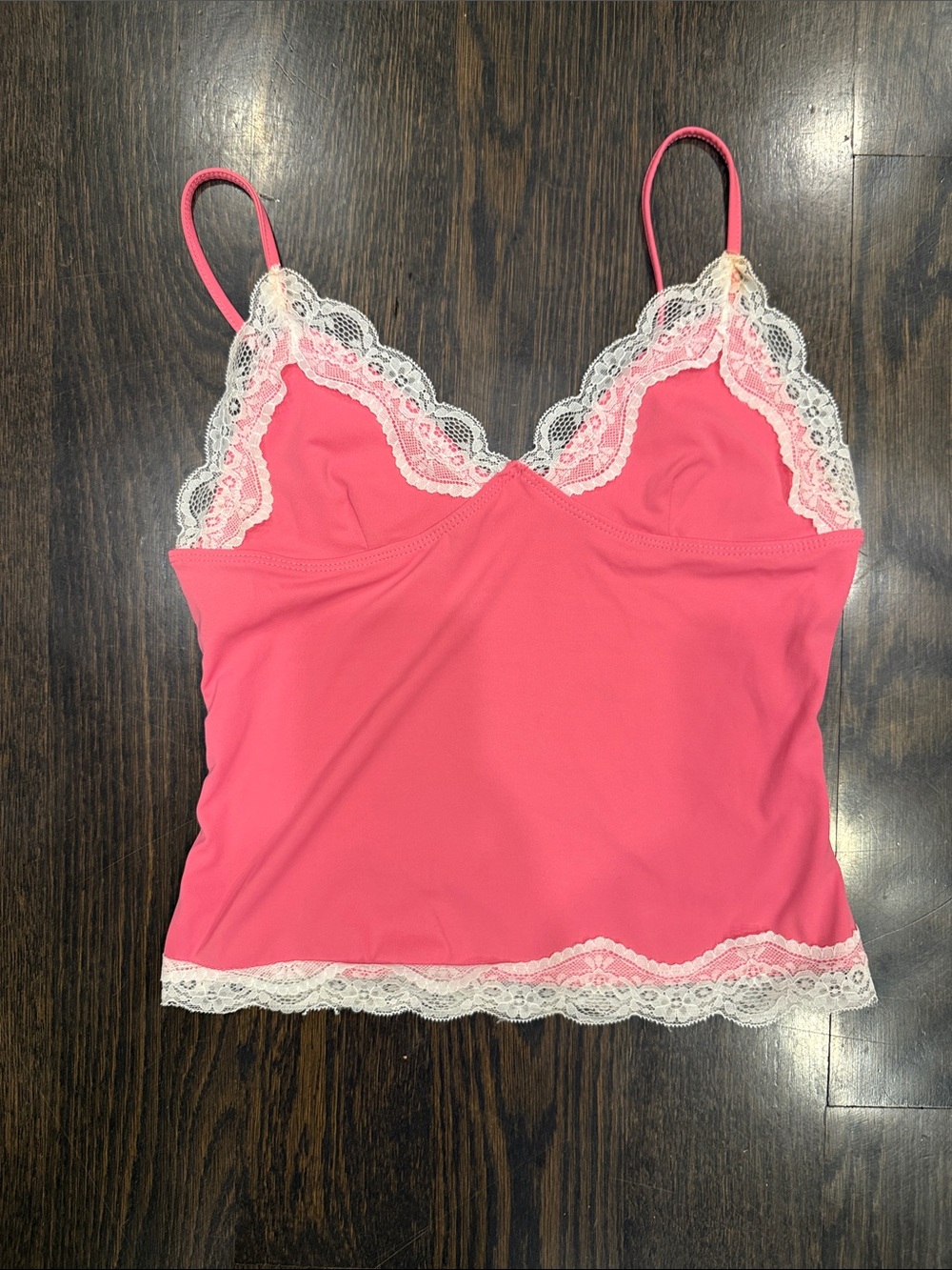 Pink Lace-Trim Camisole Tank Top cute & fun color!